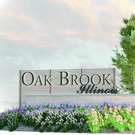 Oak Brook Illinois landscape sign and flowers